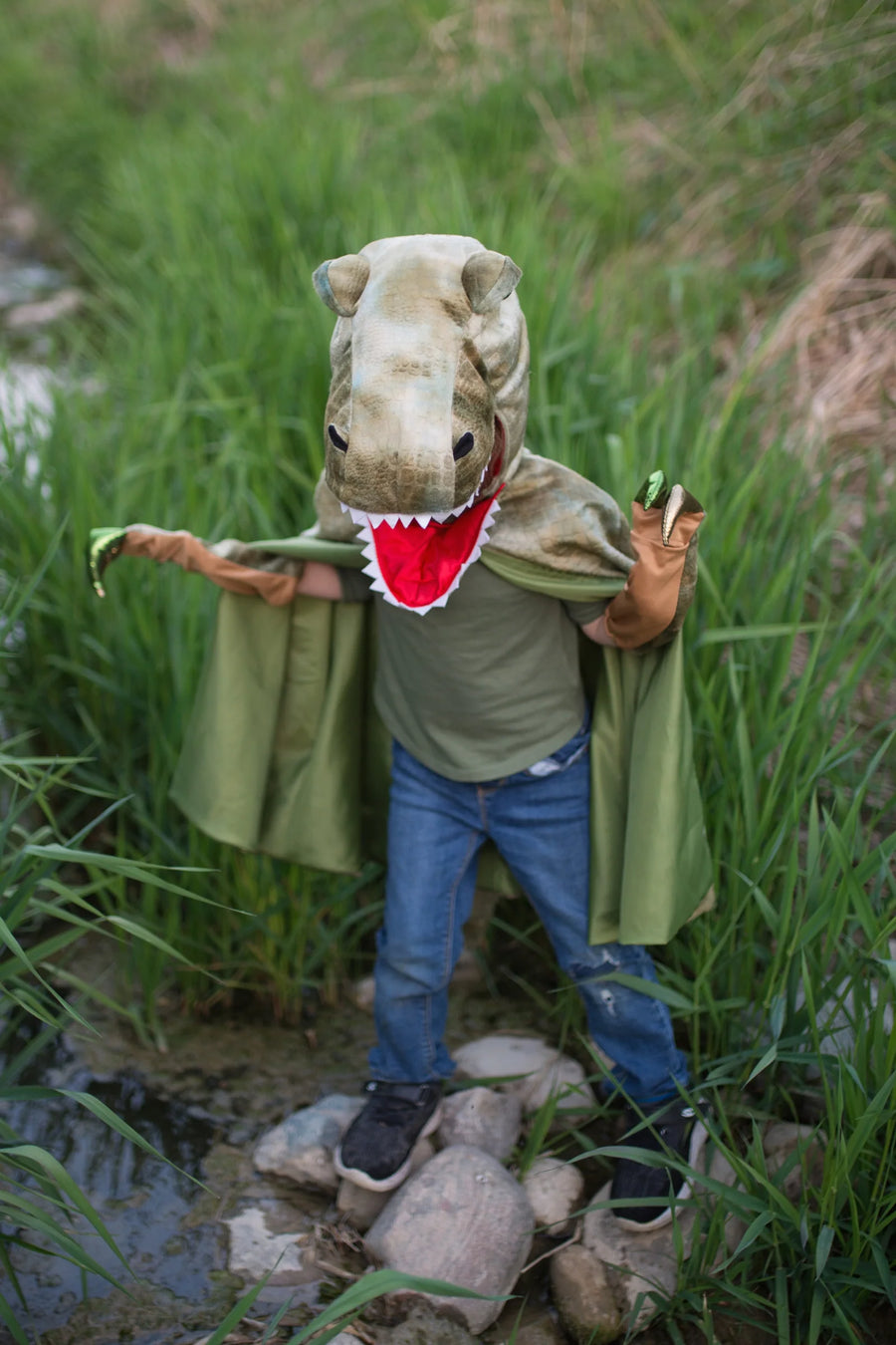 Grandasaurus T-Rex Cape With Claws, Green, Size 4-6