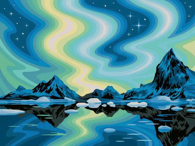 CreArt, Painting by Numbers Canvas -Northern Lights
