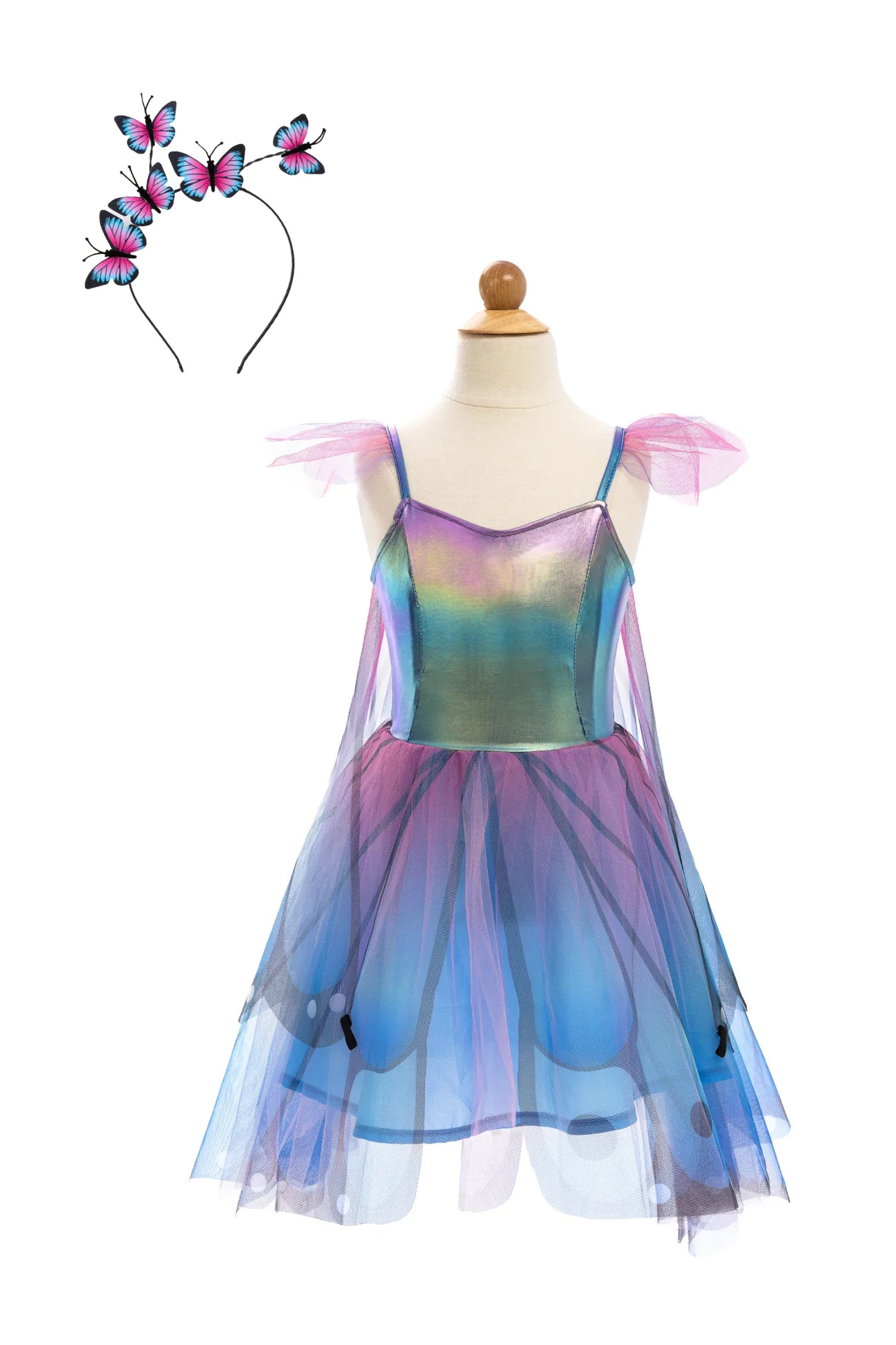 Butterfly Twirl Dress with Wings & Headband Blue/Purple (SIze 5-6)