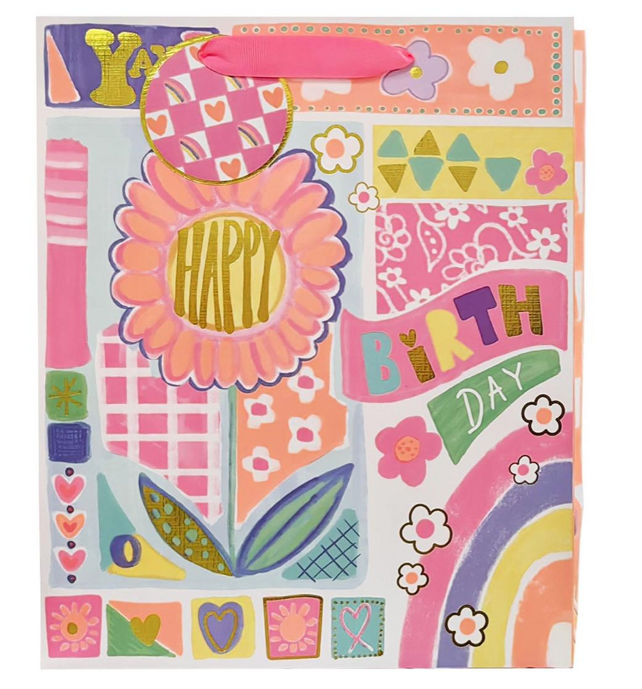 Gift Bag - Birthday Flower Med.