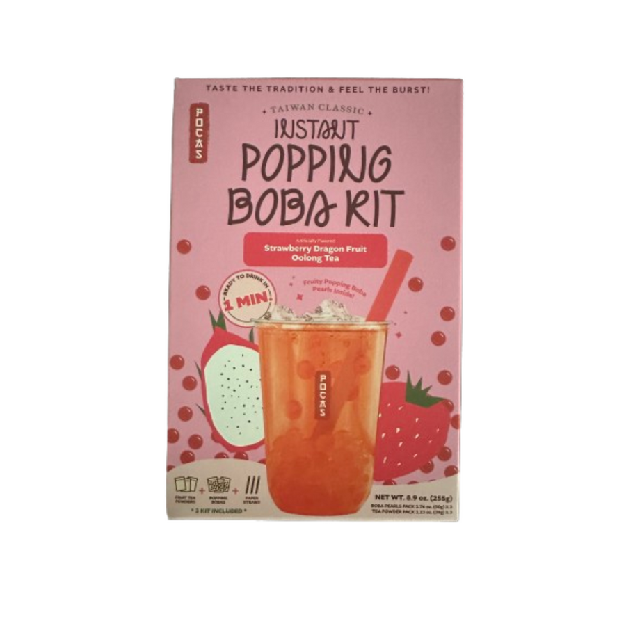 Pocas Instant Bubble Tea Kit Strawberry Dragon Fruit-Oolong Three Pack