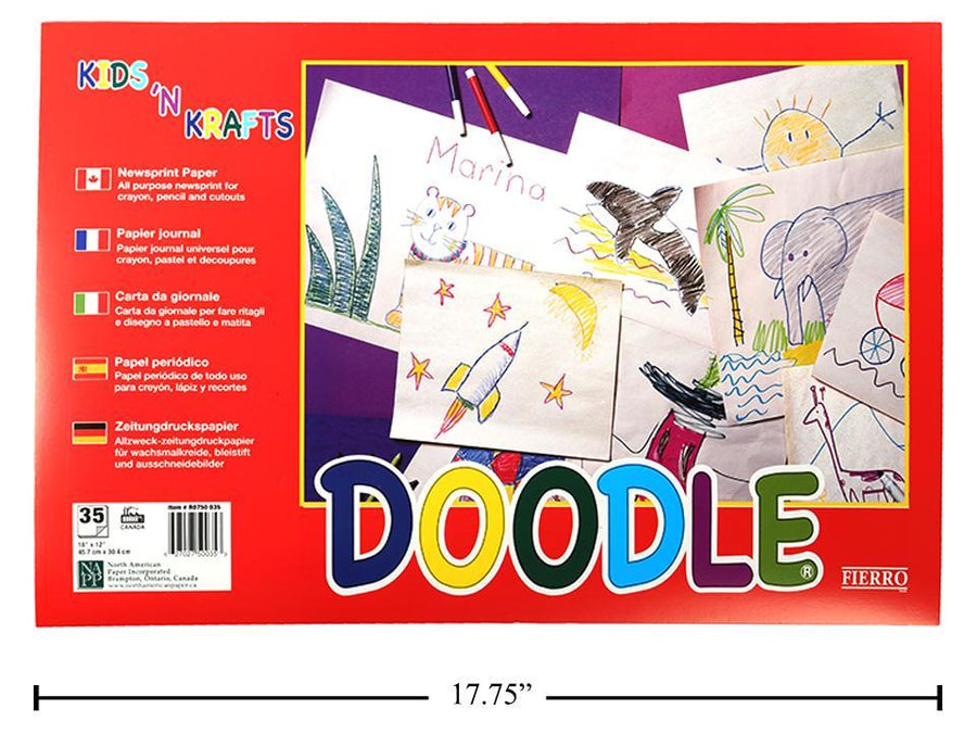 Kids n Crafts Newsprint Paper Doodle Pad 18x12