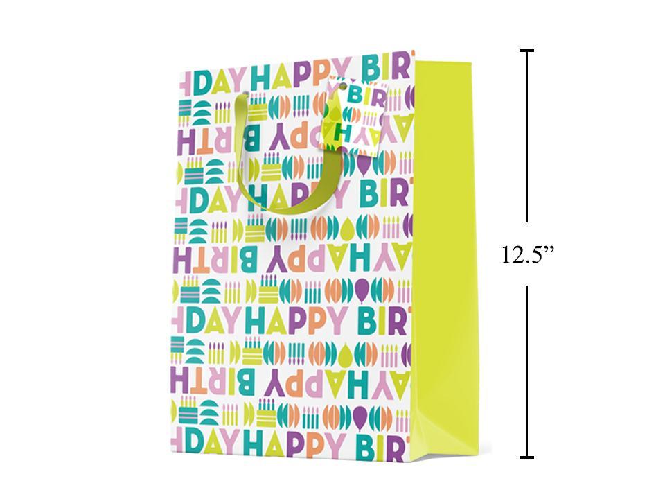 Paper T., Large Gift Bag,  Happy Bday, Matte/HS,