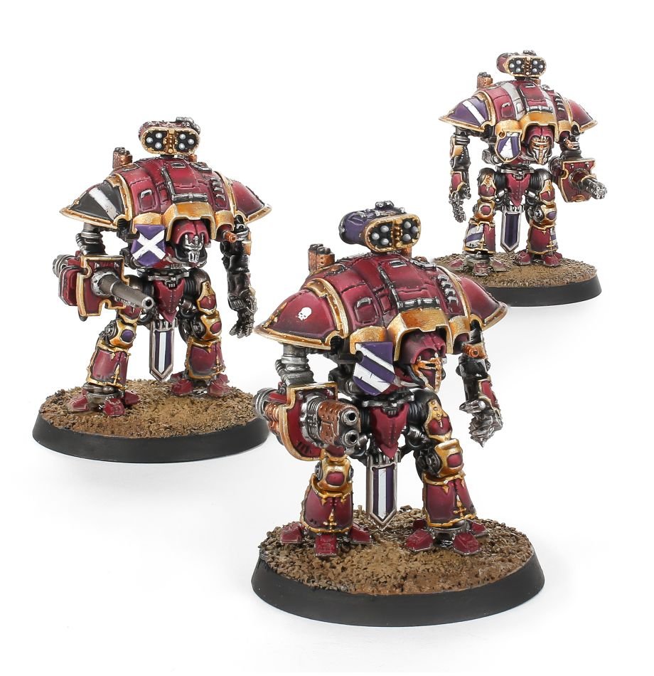 Adeptus Titanicus: Questoris Knights with Thunderstrike Gauntlets and Rocket Pods