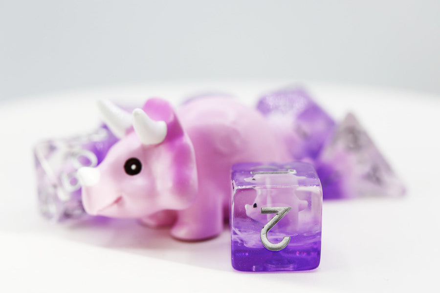 Pink Triceratops RPG Dice Set