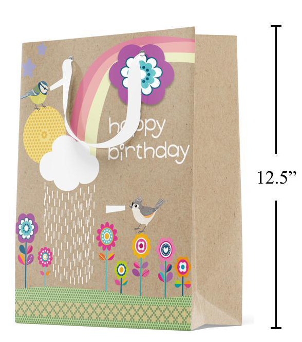 Paper T., Large Gift Bag, Bday  Bday Birdie, Matte,