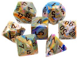 Festive: 7pc Dice Set Vibrant / Brown