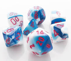 Gemini Astral Blue - White/Red 7pc Dice Set