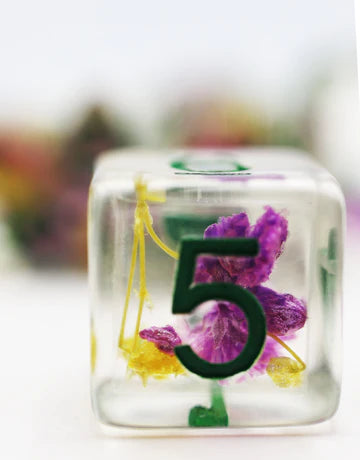 Purple & Yellow Flowers RPG Dice Set